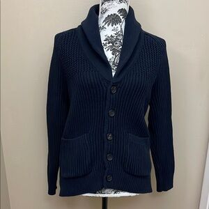Sandro Paris Navy Blue Shawl Collar Cardigan